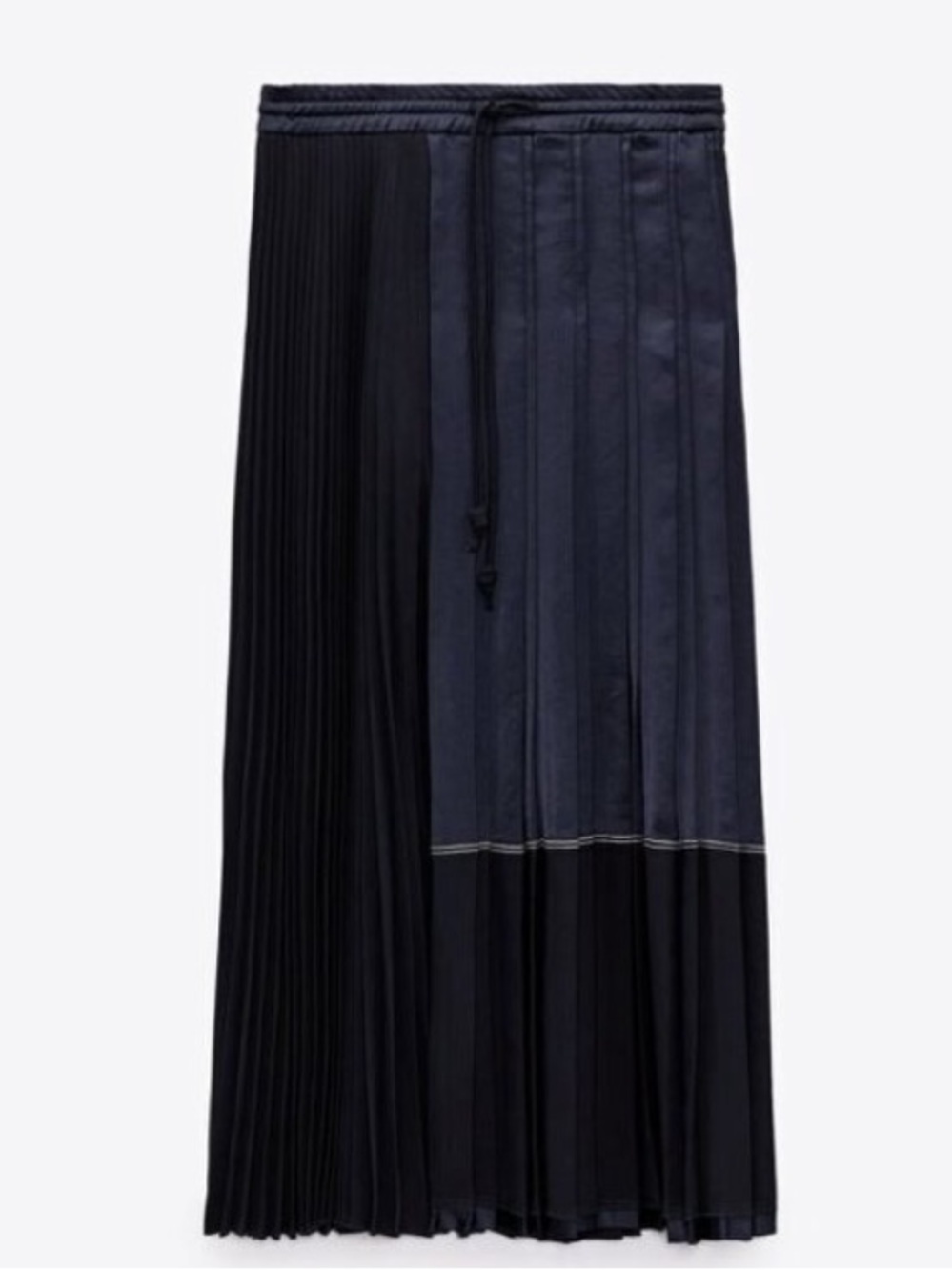 ZARA Two-Tone Pleated Midi Skirt in Navy and Black gorgeous limited edition
